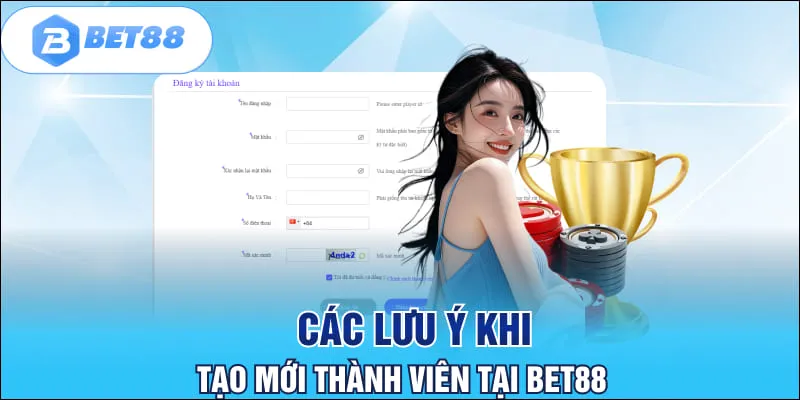 Các lưu ý khi tạo mới thành viên tại BET88